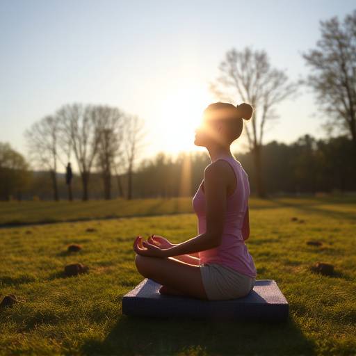 A person meditating outdoors in a peaceful environment.