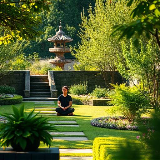 A person practicing mindfulness meditation in a peaceful garden, representing the importance of mental well-being.