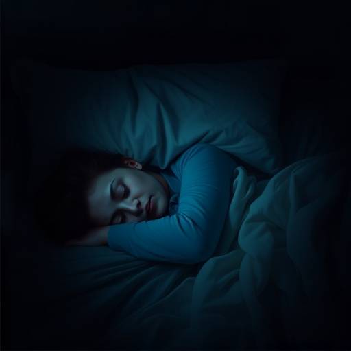 A serene image of a person sleeping peacefully in a dimly lit room, emphasizing the restorative benefits of quality sleep.